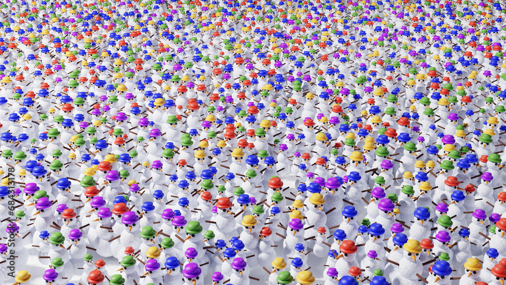 Buntes Wimmelbild Schneemann Buntes Wimmelbild Schneemann