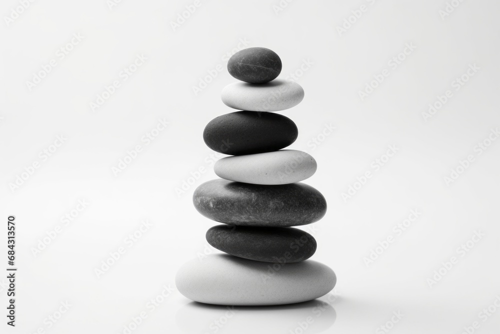 Grey and white pebbles stacked together, soft color tones. Pebbles positioned on top of each other. Minimalist design. Showcased in shades of grey. Grey and white pebbles stacked together, soft color tones. Pebbles positioned on top of each other. Minimalist design. Showcased in shades of grey.