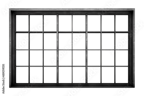 A large, wide black window. Isolated on a transparent background.