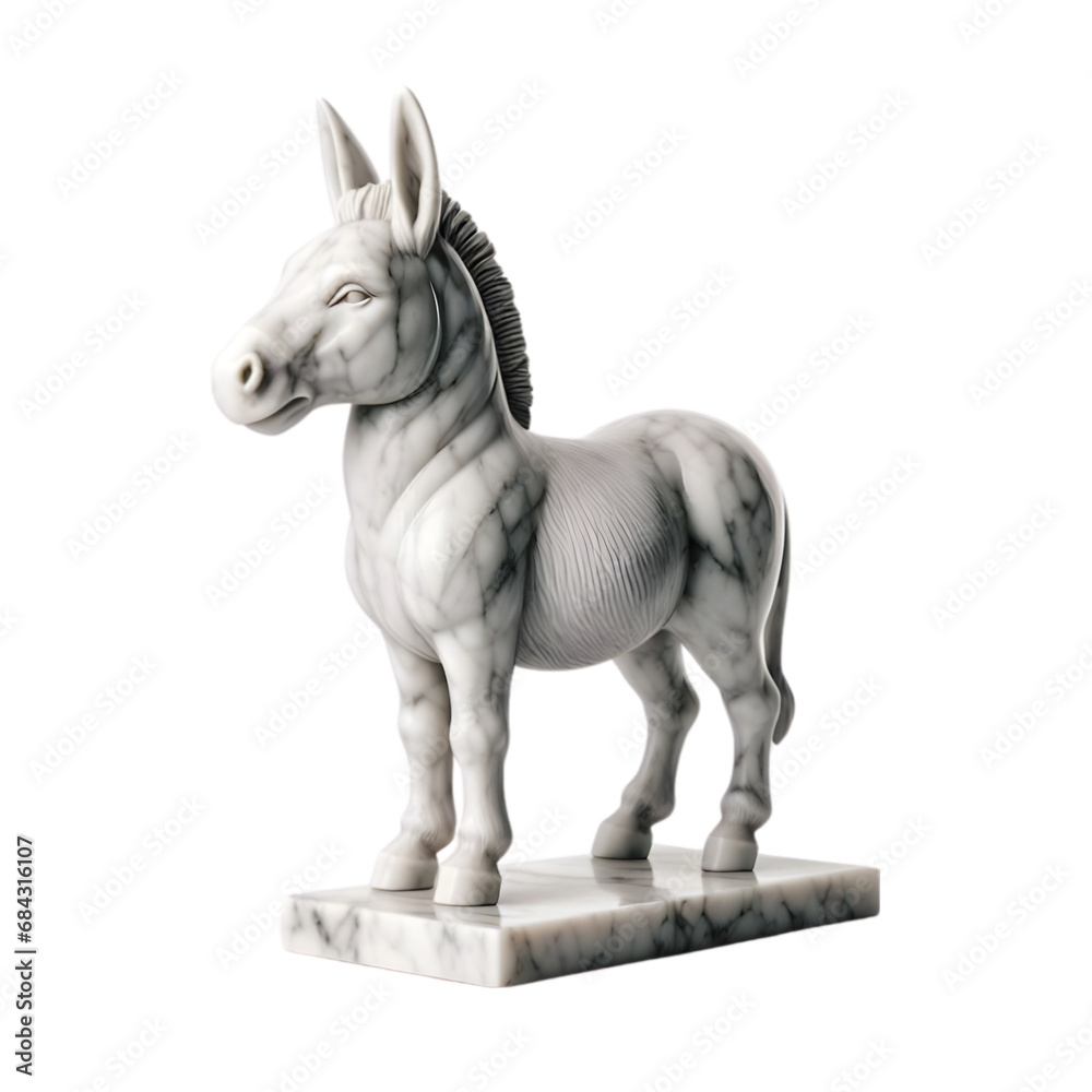 Fototapeta premium Donkey Marble Statue Illustration Art on Transparent Background Generative AI