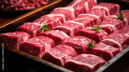 fresh beef on trays