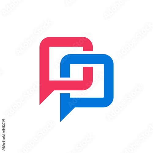 chat logo with initials pp or p, suitable for online messaging apps photo