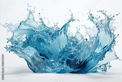 Fototapeta Naklejka Na Ścianę i Meble -  Blue sea wave with white foam isolated on white background