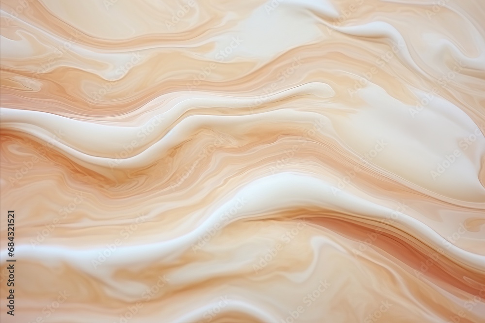 Marbleized Fluid Art. Beige and Silver with Gray Glitter Gradient - Acrylic on Canvas