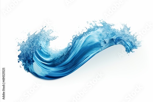 Fototapeta Naklejka Na Ścianę i Meble -  Blue Ocean Wave with White Foam Isolated on White. Design and Advertising Background.
