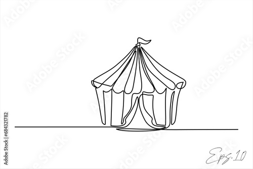 continuous line vector illustration design of circus tent