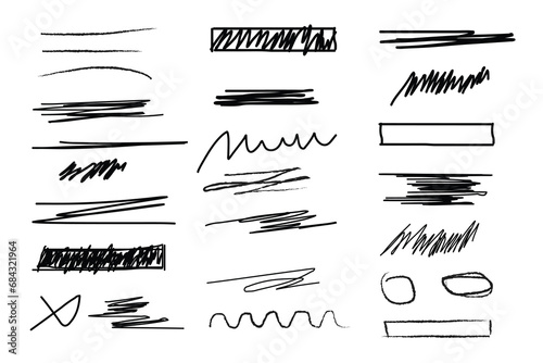 set of hand drawn brash draw lines, brush lines hand draw, set of brush lines photo