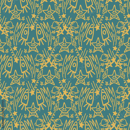 Seamless abstract pattern of hand-drawn elements for printing and design