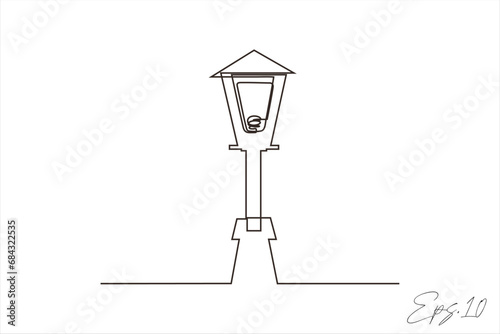 continuous line vector illustration design of garden lamp