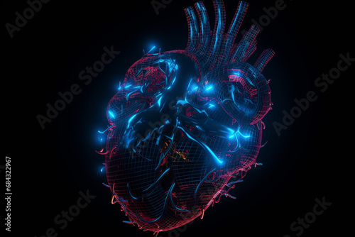 High-tech heart. AI Generated