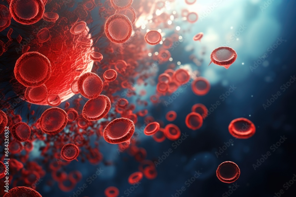 Blood cells under a microscope