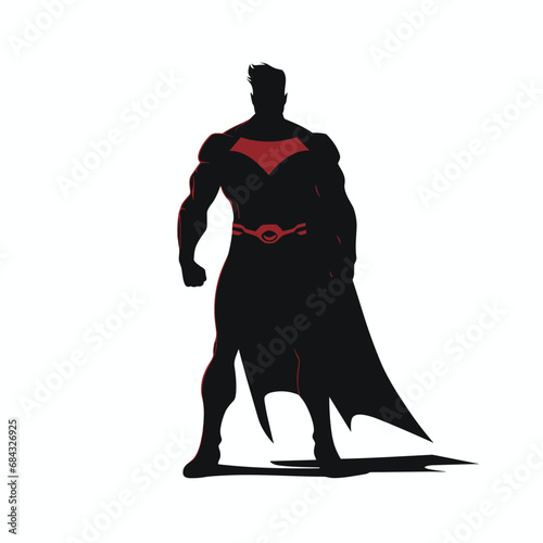 Black Superhero silhouette isolated on white background, vector 