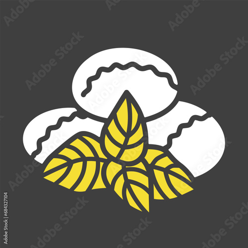 Mozzarella cheese with basil vector icon