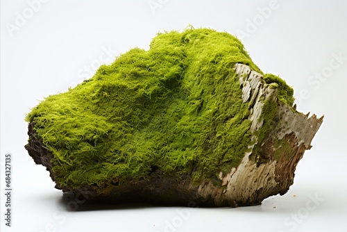 Close-up of Vibrant Green Moss Growing on Tree Stump - Minimalistic Nature Concept