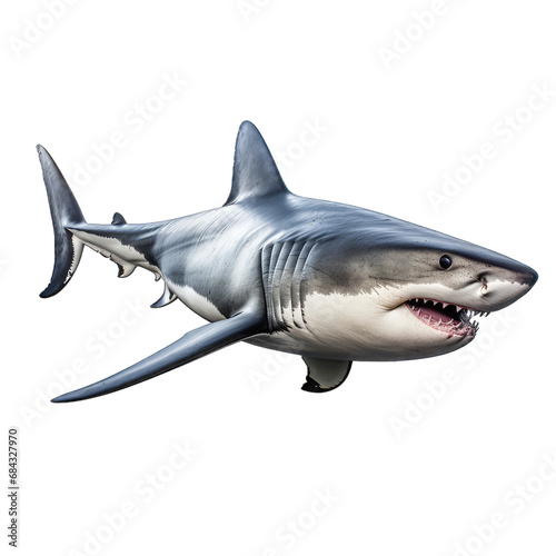 Great Shark Photo. Isolated on a Transparent Background. Cutout PNG.