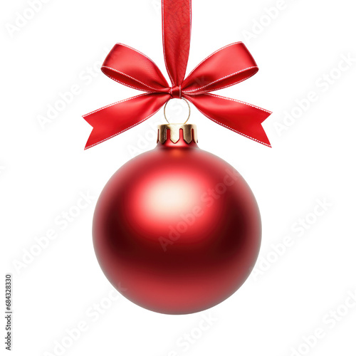 Red Christmas ball decoration baubles isolated on transparent background.