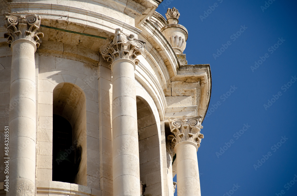 Detalle de torre neoclásica de la Catedral de Cádiz, Andalucía