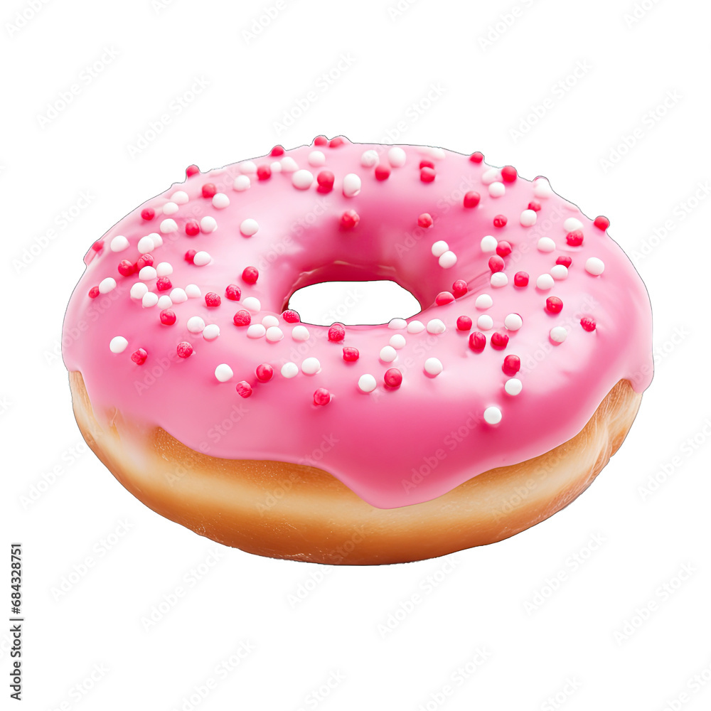 Pink Donut. Delicious Pink Donut Isolated on a Transparent Background Highlighting Its Sweet Icing and Playful Color.. Cutout PNG. Pink Donut. Delicious Pink Donut Isolated on a Transparent Background Highlighting Its Sweet Icing and Playful Color.. Cutout PNG.