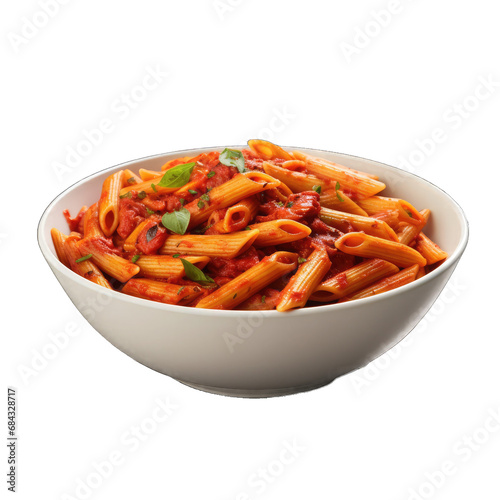Penne Arrabbiata. Penne Pasta in a Spicy Tomato Sauce With Garlic Red Chili Peppers and Olive Oil.. Cutout PNG.