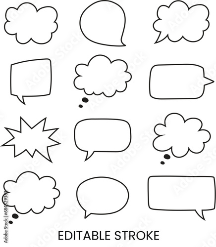 Speech bubbles - Dialogue box vector collection - Thought bubble - Conversation comic doodle cloud