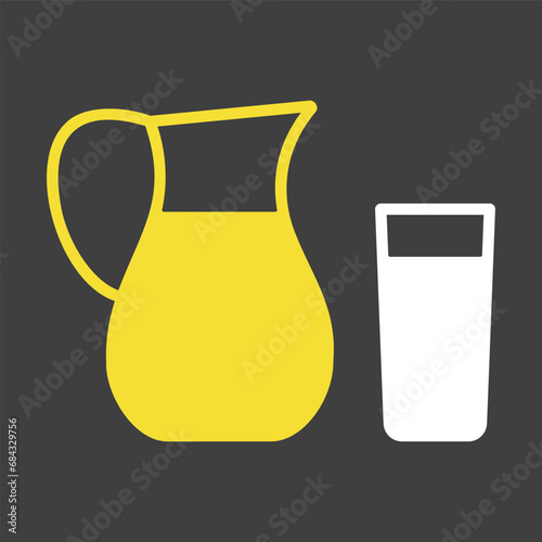 Milk jug and glass of milk vector icon