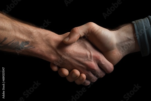 A close-up image of two people shaking hands. 