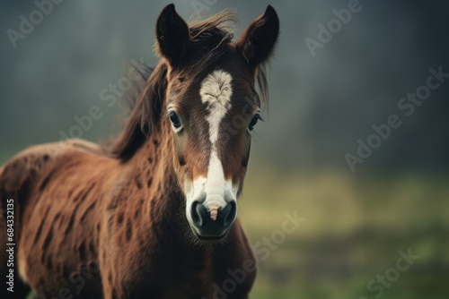 A close-up shot of a horse with a blurry background. This image can be used in various contexts, such as nature photography, farm life, or animal themes.