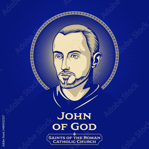 Catholic Saints. John of God (1495-1550) was a Portuguese soldier turned health-care worker in Spain, whose followers later formed the Brothers Hospitallers of Saint John of God.