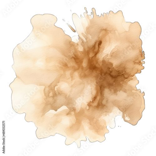 Watercolor paint brown ink splashes - abstract ink - isolated on transparent background