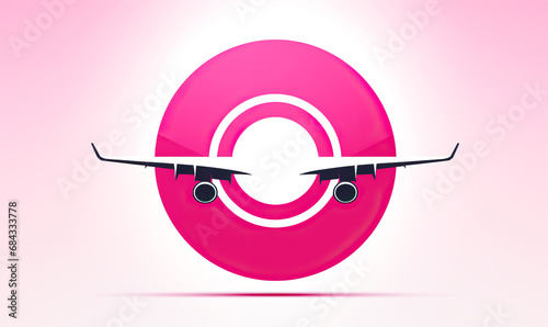 Creative airplane logo in pink color.