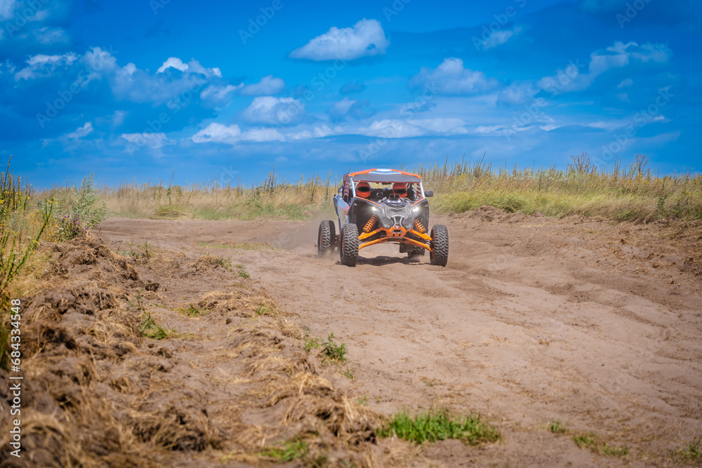 Buggy extreme riding in sandy track. UTV, 4x4, rally Buggy extreme riding in sandy track. UTV, 4x4, rally