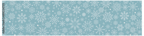 Winter and Christmas background with snowflakes. Christmas background for greeting card. New year and Christmas greeting card. Blue background. Vector illustration