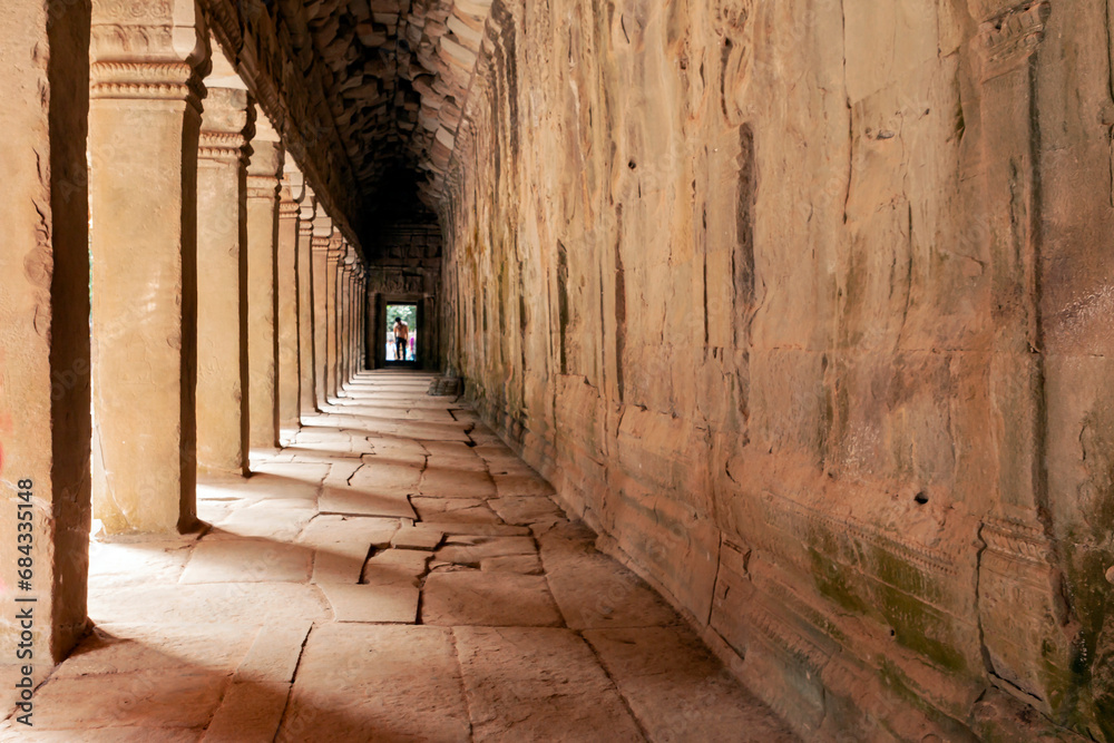 Naklejka premium Ancient Khmer architecture. Angkor Wat complex, Siem Reap, Cambodia travel destinations