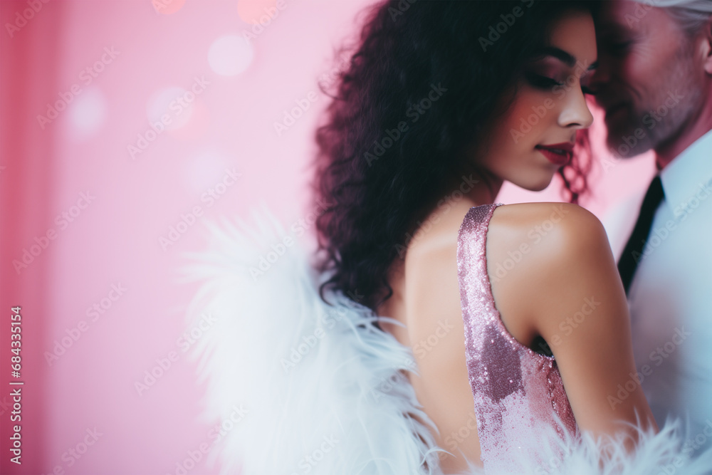 A Romantic Mature Couple Embraces Happiness, Love, and Togetherness in a Dance of Joyful Romance amid Blue-Toned Bokeh A Romantic Mature Couple Embraces Happiness, Love, and Togetherness in a Dance of Joyful Romance amid Blue-Toned Bokeh