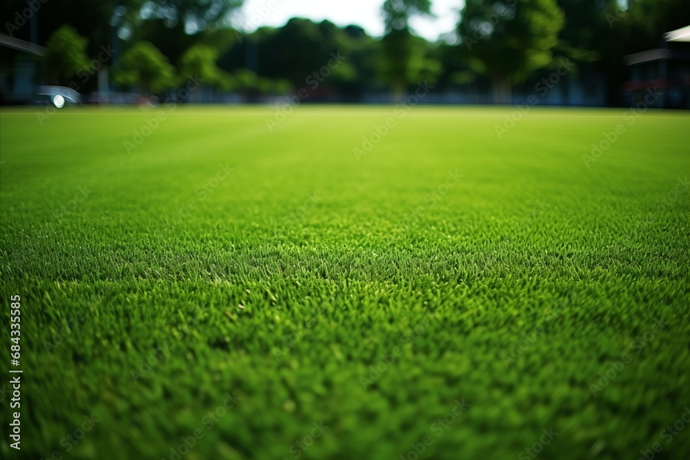 Vibrant Artificial Turf and Soccer Goal on Football Soccer Field with Shadow from Goal Net - obrazy, fototapety, plakaty 