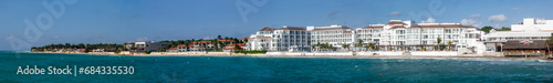 Playa del Carmen, Quintana Roo, Mexico, March 2nd, 2023: Panorama from the ferry