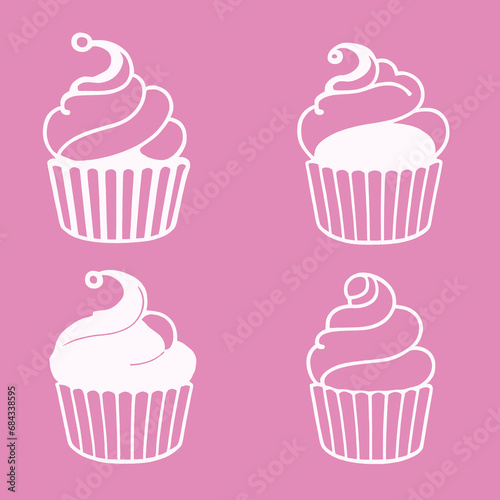 set of cupcake in variousset of cupcake in various style  outline icon style  outline icon