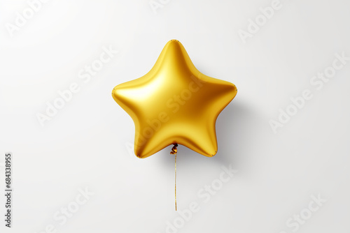 Gold star balloon isolated on white background