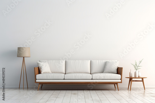 Sofa in front of a white cropped wall