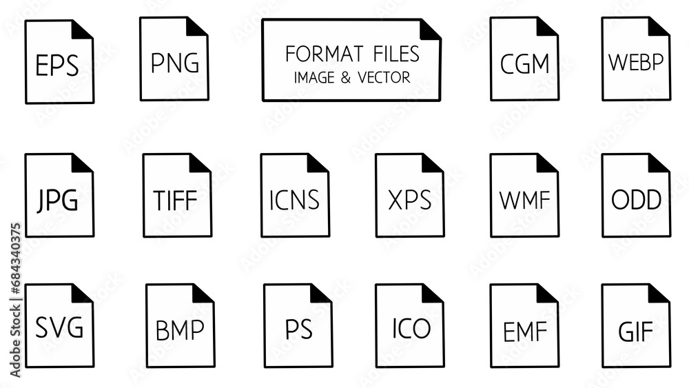 A collection of image and vector file formats presented in the form of ...