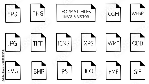 Tableau sur toile A collection of image and vector file formats presented in the form of icon files