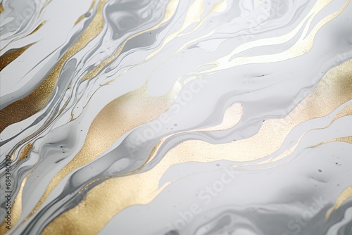 Abstract Beige and Silver Fluid Art Background. Liquid Marble with Gray Glitter and Gradient © sorin