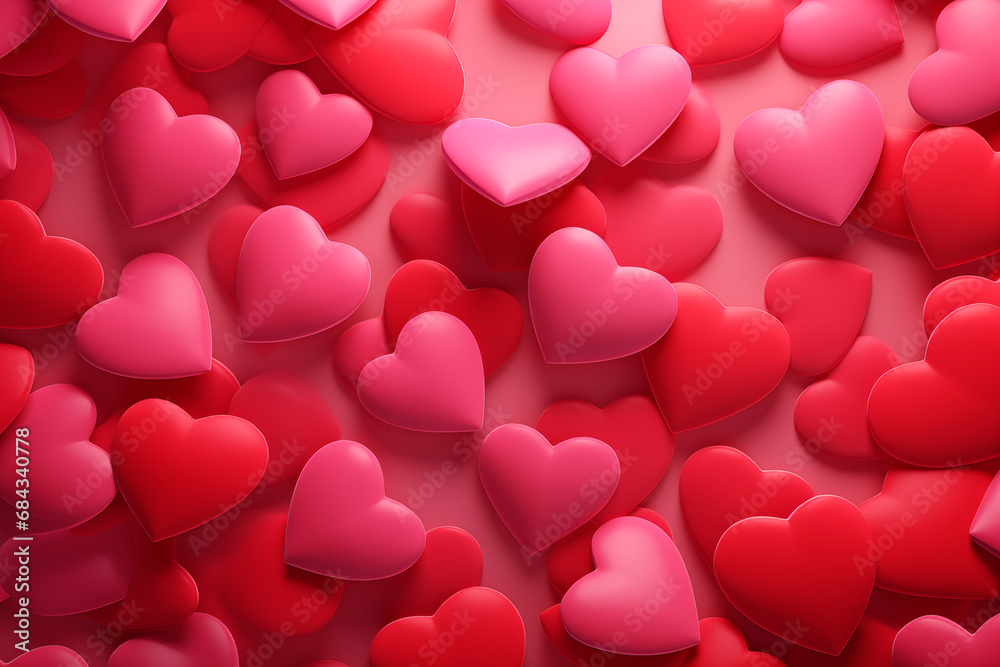 3D Valentine's Day background with hearts. 3D Valentine's Day background with hearts.