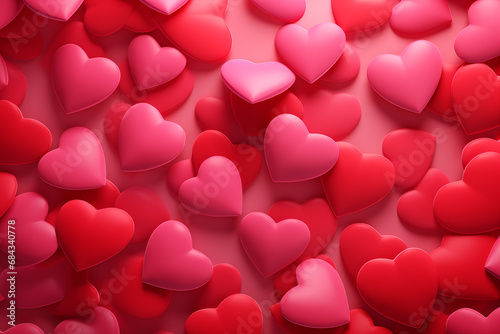 3D Valentine's Day background with hearts. 