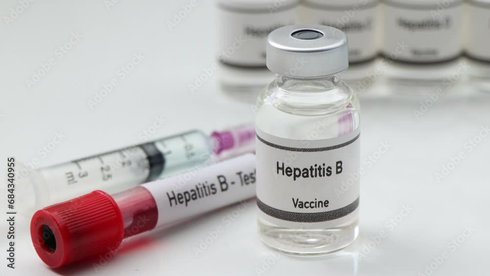 Hepatitis B vaccine in a vial, immunization and treatment of infection, scientific experiment Hepatitis B vaccine in a vial, immunization and treatment of infection, scientific experiment