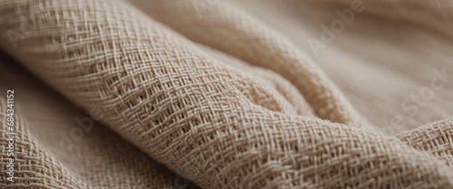 Organic Linen Weave_ A close-up of natural linen fabric, highlighting the organic weave and fibrous