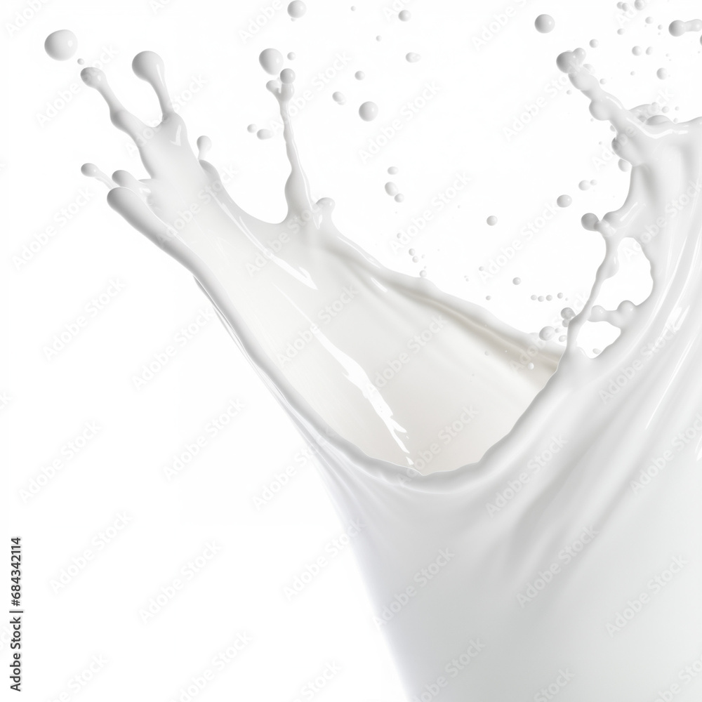 Macro shot of a milk glass splash isolated on white background 
