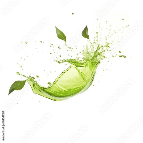 A splatter of green tea isolated on white background 