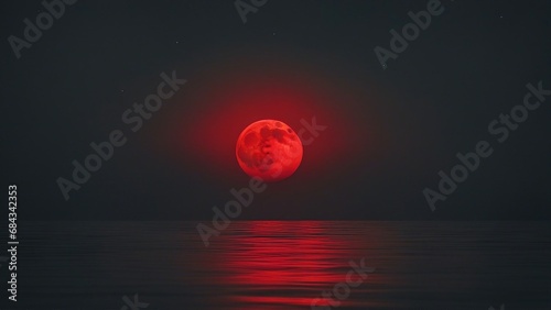 red moon a red moon is reflected in the water