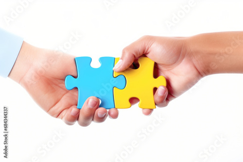 A couple holding jigsaw pieces, symbolizing the collaborative effort and connection needed for a successful family.